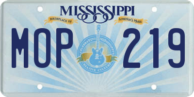 MS license plate MOP219