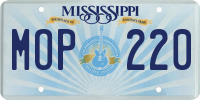 MS license plate MOP220