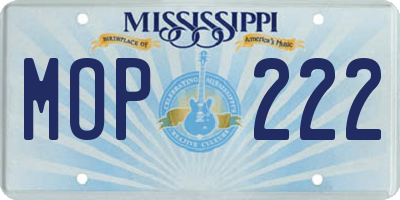 MS license plate MOP222