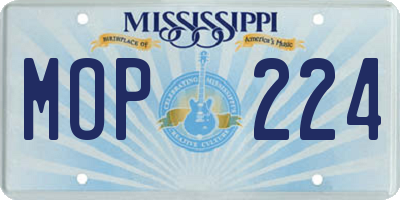 MS license plate MOP224