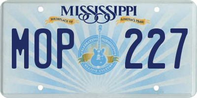 MS license plate MOP227