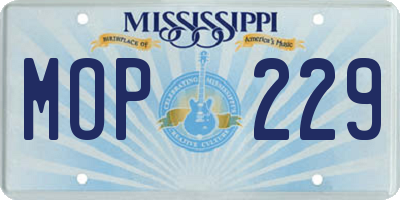 MS license plate MOP229