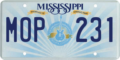 MS license plate MOP231
