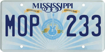 MS license plate MOP233