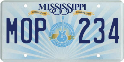 MS license plate MOP234