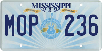 MS license plate MOP236