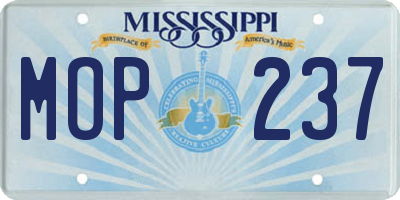 MS license plate MOP237