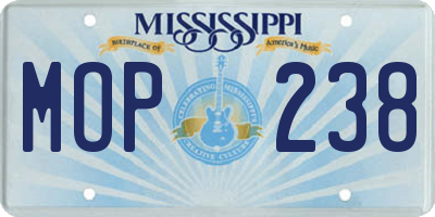 MS license plate MOP238