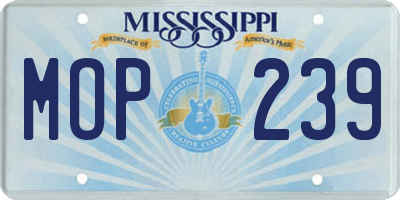 MS license plate MOP239