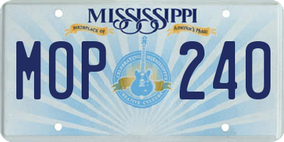 MS license plate MOP240