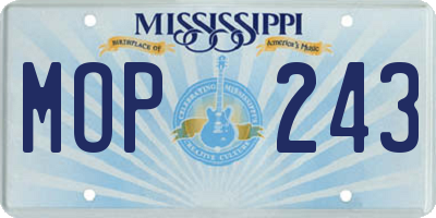 MS license plate MOP243
