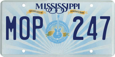 MS license plate MOP247