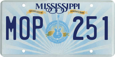 MS license plate MOP251