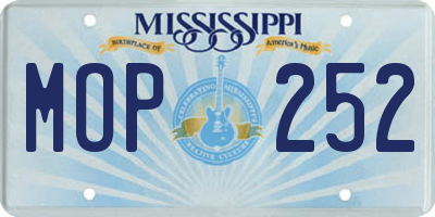 MS license plate MOP252