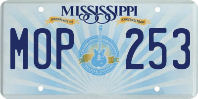 MS license plate MOP253