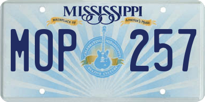 MS license plate MOP257