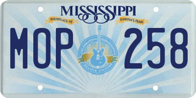 MS license plate MOP258