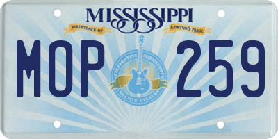MS license plate MOP259