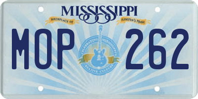 MS license plate MOP262