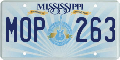 MS license plate MOP263