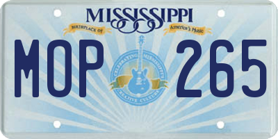 MS license plate MOP265