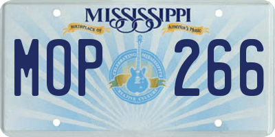 MS license plate MOP266