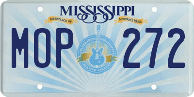 MS license plate MOP272