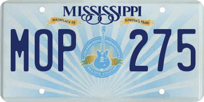 MS license plate MOP275