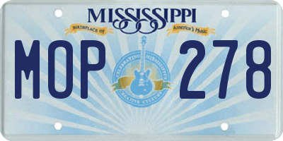 MS license plate MOP278
