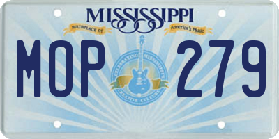MS license plate MOP279
