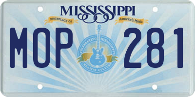 MS license plate MOP281