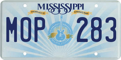 MS license plate MOP283