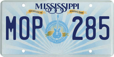 MS license plate MOP285