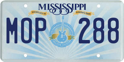 MS license plate MOP288