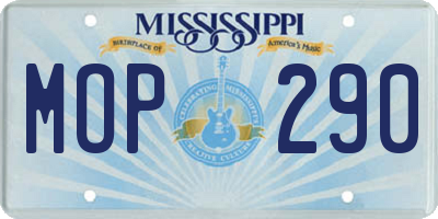 MS license plate MOP290