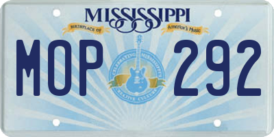 MS license plate MOP292