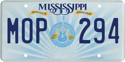MS license plate MOP294