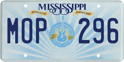 MS license plate MOP296