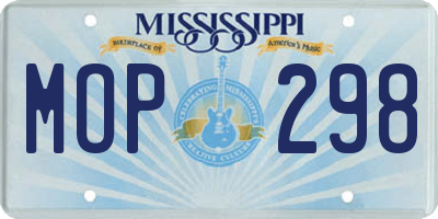 MS license plate MOP298