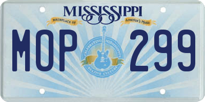 MS license plate MOP299