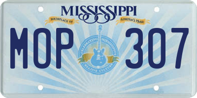 MS license plate MOP307