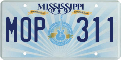 MS license plate MOP311