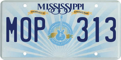 MS license plate MOP313