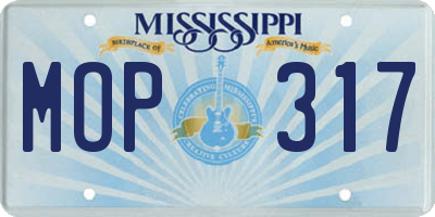 MS license plate MOP317