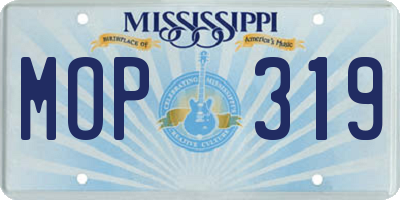 MS license plate MOP319