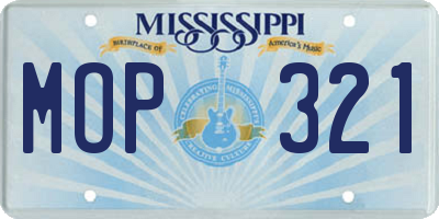 MS license plate MOP321