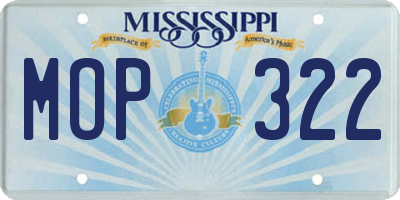 MS license plate MOP322