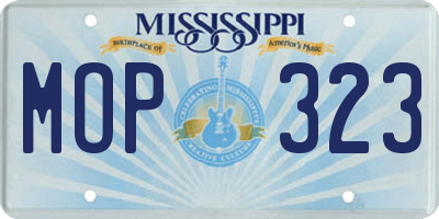MS license plate MOP323