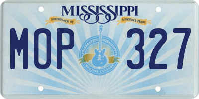MS license plate MOP327
