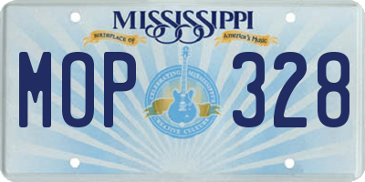 MS license plate MOP328